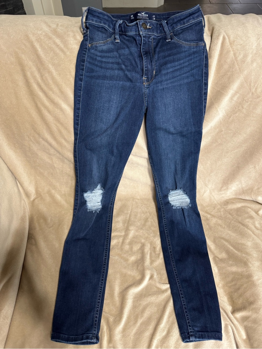 Hollister Dark Blue Ripped Skinny Jeans